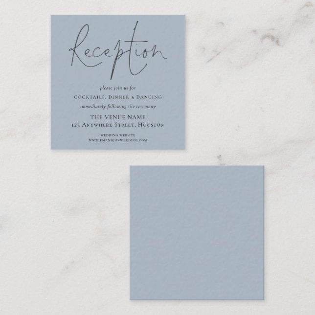 Carte D'accompagnement Détails de réception de mariage MINI Dusty Blue Sc (Devant / Derrière)