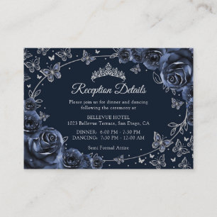 Carte D'accompagnement Détails de réception de Quinceanera argent marine