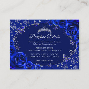 Carte D'accompagnement Détails de réception de Quinceanera bleu royal arg