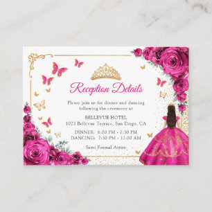 Carte D'accompagnement Détails de réception de Quinceanera en rose fuchsi