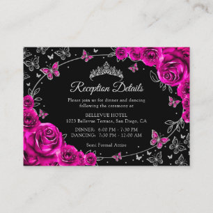 Carte D'accompagnement Détails de réception de Quinceanera Rose Fuchsia A