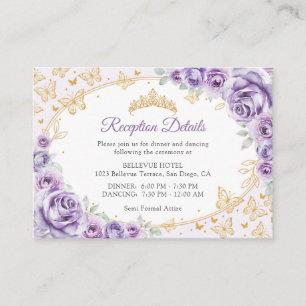 Carte D'accompagnement Détails de réception de Quinceanera violet lilas o