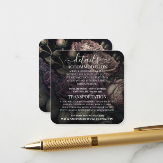 Carte D'accompagnement Détails de rose rose poussiéreuse violet foncé per