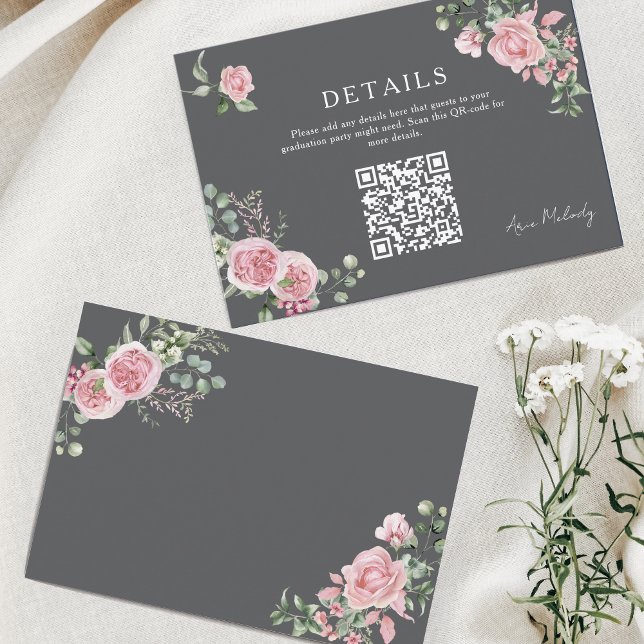 Carte D'accompagnement Détails de Roses Roses Modernes Code QR de Remise  (Créateur téléchargé)