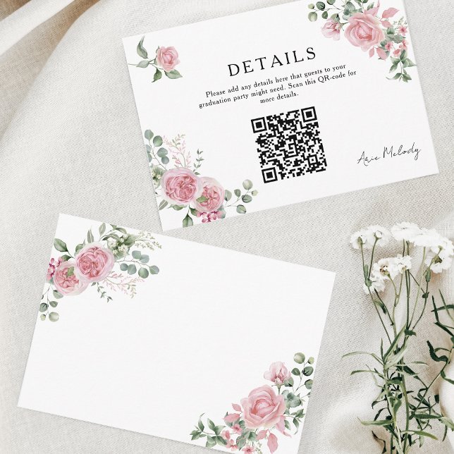 Carte D'accompagnement Détails de Roses Roses Modernes Code QR de Remise  (Créateur téléchargé)