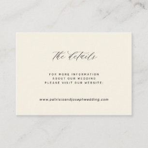 Carte D'accompagnement Détails de site web de mariage élégant simple ivoi