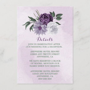 Carte D'accompagnement détails de végétation fleurie violette et blanche