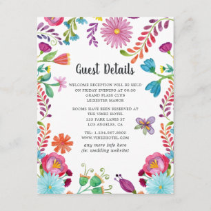 Carte D'accompagnement Détails des invités de la fête florale aquarelle c