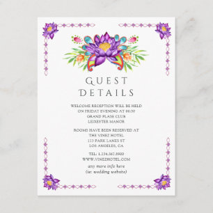 Carte D'accompagnement Détails des invités de mariage indien Fleur de Lot