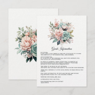 Carte D'accompagnement Détails des invités Rose Poussiéreuse, Vert Menthe