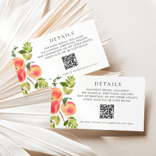Carte D'accompagnement Détails du code QR aquarelle Péches et Verdure