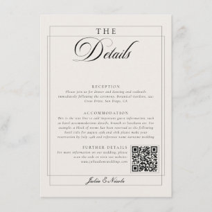 Carte D'accompagnement Détails du code QR de calligraphie en ivoire noir 