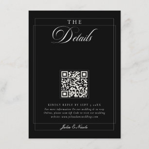 Carte D'accompagnement Détails du code QR de calligraphie en ivoire noir