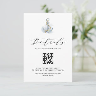 Carte D'accompagnement Détails du code QR de l'ancre florale bleue à l'aq