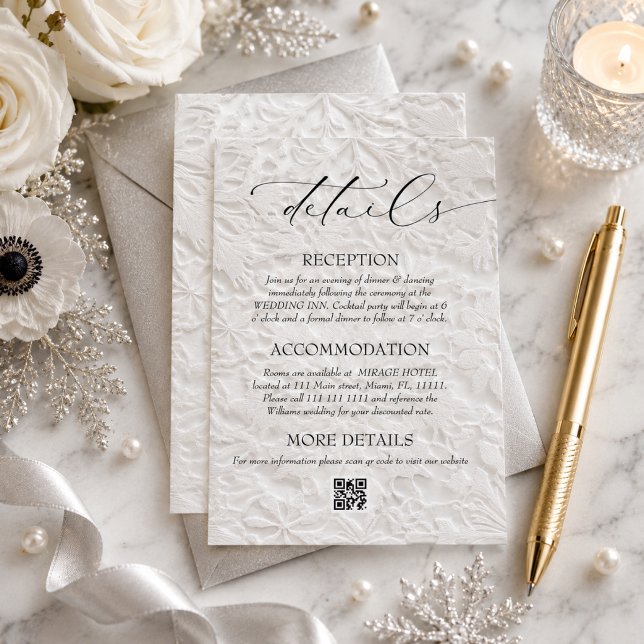 Carte D'accompagnement Détails du code QR de mariage d'hiver (Créateur téléchargé)