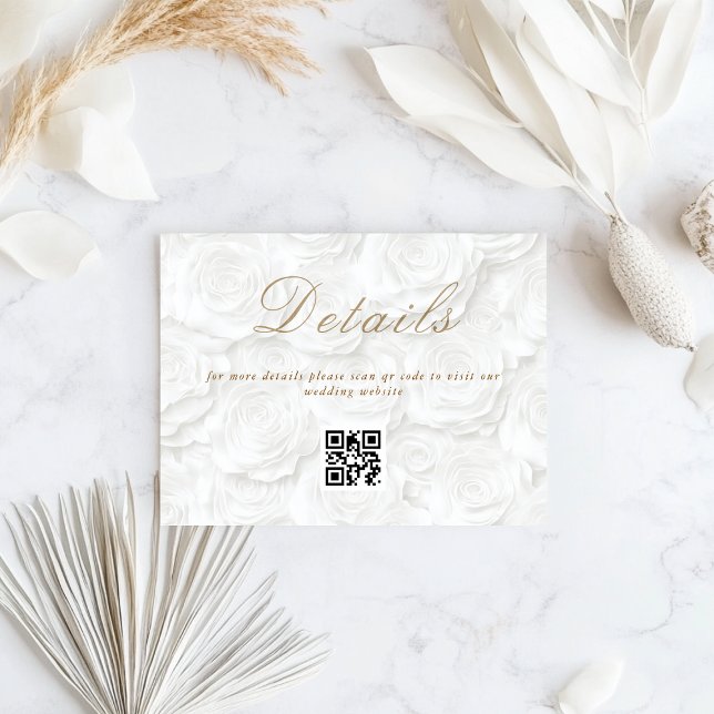 Carte D'accompagnement Détails du code QR de mariage floral  (Créateur téléchargé)
