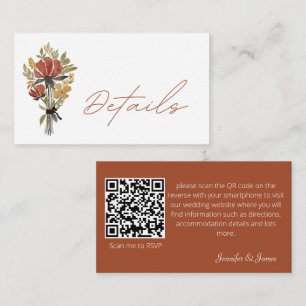 Carte D'accompagnement Détails du code QR de Terracotta Fleur sauvage sim