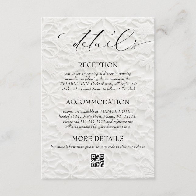 Carte D'accompagnement Détails du code QR du mariage d'hiver (Devant)