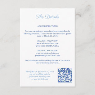 Carte D'accompagnement Détails du code QR du Mariage nautique