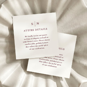Carte D'accompagnement Détails du code vestimentaire pour les invités en 