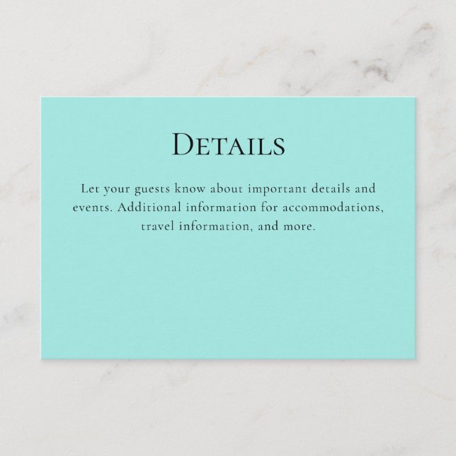 Carte D'accompagnement Détails du Flamant rose Turquoise (Devant)