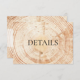 Carte D'accompagnement Détails du grain de bois Mariage rustique Code QR 