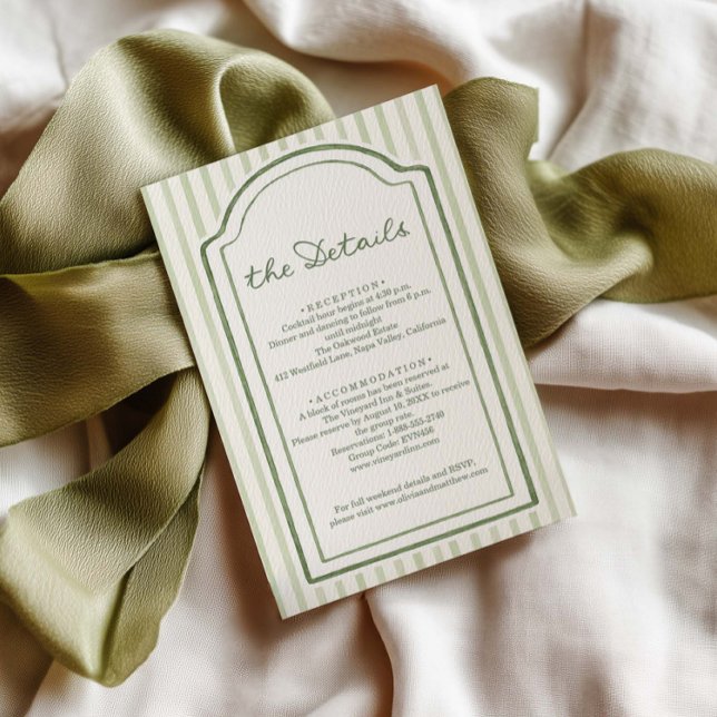 Carte D'accompagnement Détails du mariage à rayures vertes (Créateur téléchargé)