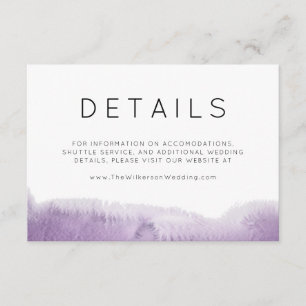 Carte D'accompagnement Détails du Mariage Abstrait d'aquarelle violet mod