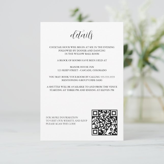 Carte D'accompagnement Détails du Mariage au Feu de Camp (Debout devant)