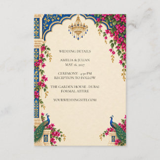 Carte D'accompagnement Détails du mariage au jardin du palais du paon éle