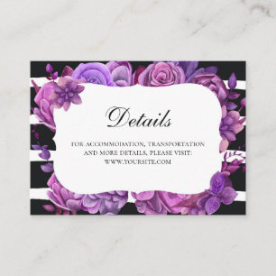 Carte D'accompagnement Détails du mariage aux fleurs violettes. Lilac flo