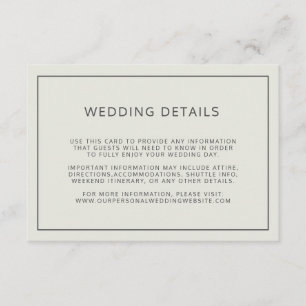 Carte D'accompagnement Détails du Mariage beige clair simple
