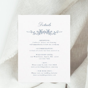 Carte D'accompagnement Détails du Mariage bleu bleu français classique