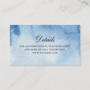 Carte D'accompagnement Détails du mariage bleu. Info. Aquarelle moderne