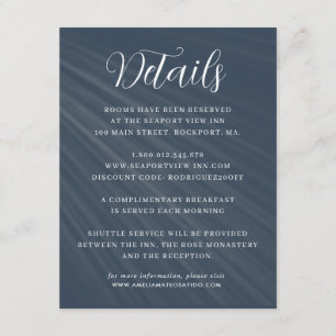 Carte D'accompagnement Détails du Mariage bleu marine simple Script