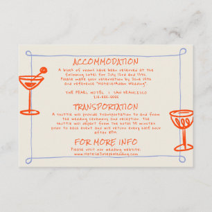 Carte D'accompagnement Détails du Mariage Bleu Orange dessiné à la main