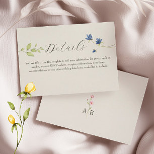 Carte D'accompagnement Détails du mariage bohème aux fleurs sauvages