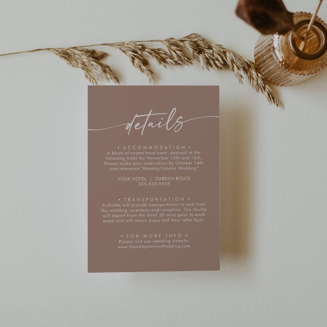 Carte D'accompagnement Détails du Mariage Boho Chic Neutral Taupe (Créateur téléchargé)