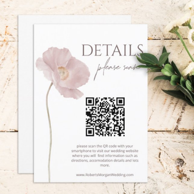Carte D'accompagnement Détails du Mariage Boho fleur sauvage avec code QR (Créateur téléchargé)