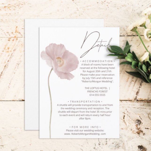 Carte D'accompagnement Détails du Mariage Boho Fleur sauvage simple (Créateur téléchargé)