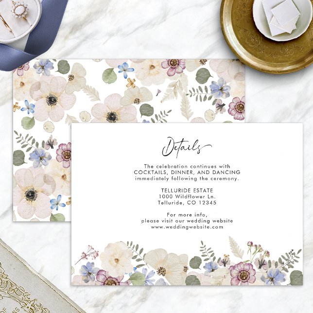 Carte D'accompagnement Détails du Mariage botanique moderne (Modern Botanical Floral Wedding Details Enclosure Card by Painted Paperie
)