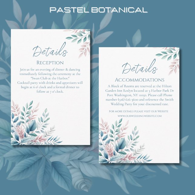 Carte D'accompagnement Détails du Mariage botanique Pastel- (Pastel Botanical Details-Wedding Enclosure Cards)