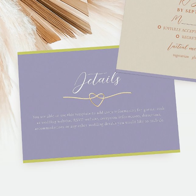 Carte D'accompagnement Détails du mariage Citron violet et vert (Créateur téléchargé)