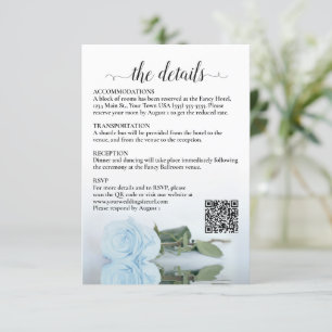 Carte D'accompagnement Détails du mariage Code QR Rose bleu clair