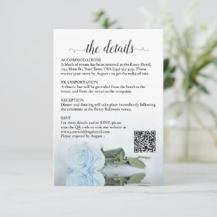 Carte D'accompagnement Détails du mariage Code QR Rose bleu clair