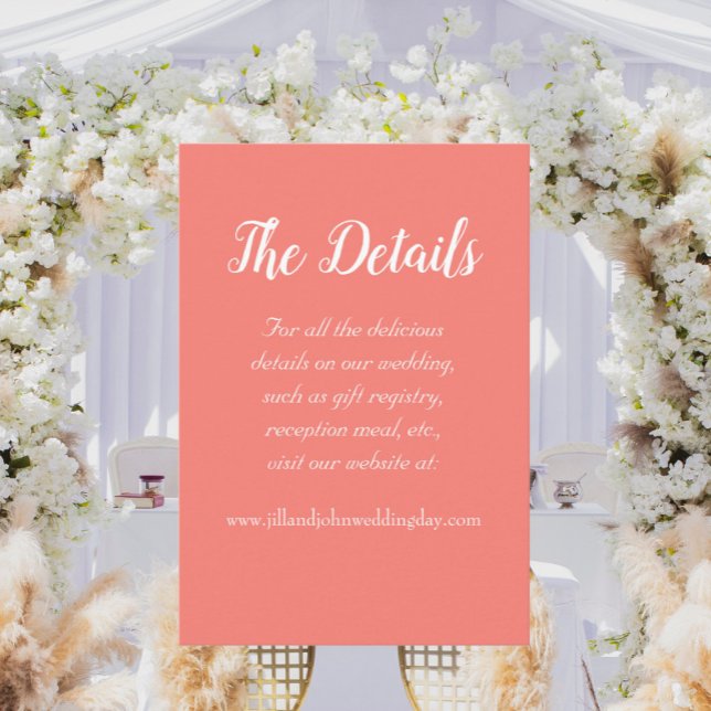 Carte D'accompagnement Détails du Mariage Coral Simple Style (In Situ Wedding)