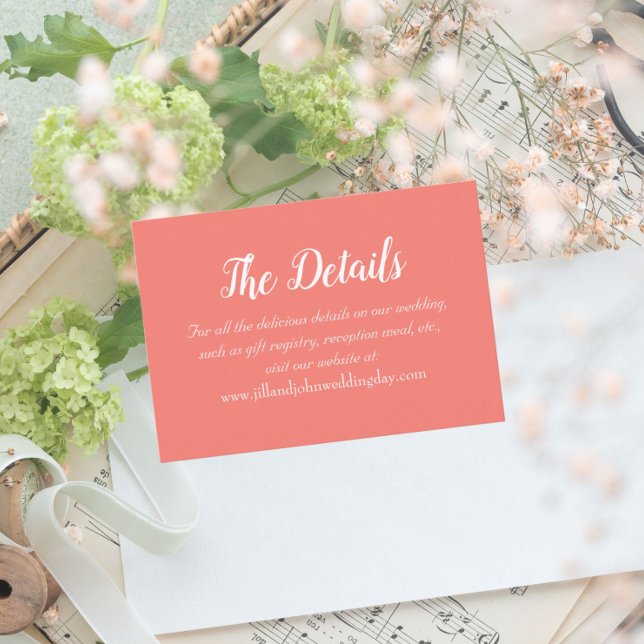 Carte D'accompagnement Détails du Mariage Coral Simple Style (In Situ Wedding)