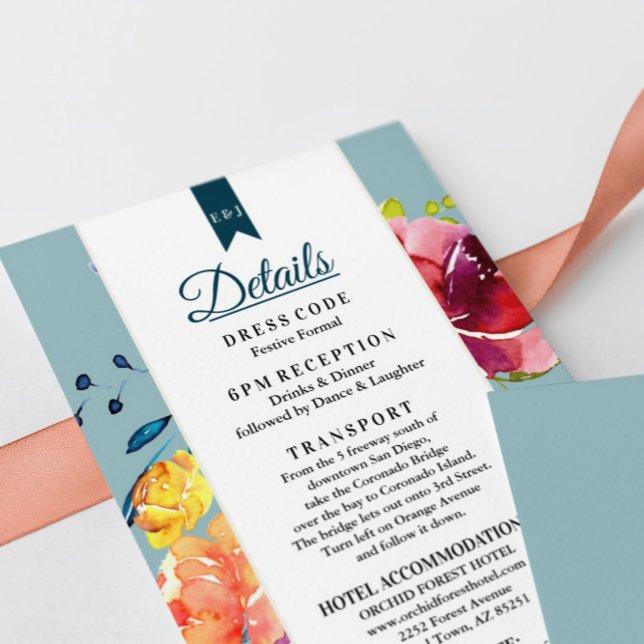 Carte D'accompagnement Détails du Mariage couleur été brillant Boîtier (Créateur téléchargé)