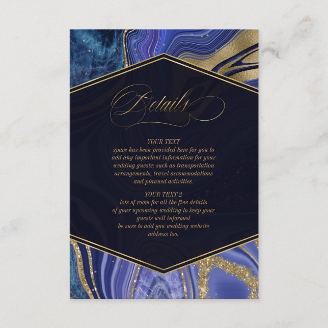 Carte D'accompagnement Détails du Mariage d'Agate Abstrait Minuit ID827 (Devant)