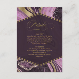 Carte D'accompagnement Détails du Mariage d'agent Abstrait Mauve ID827